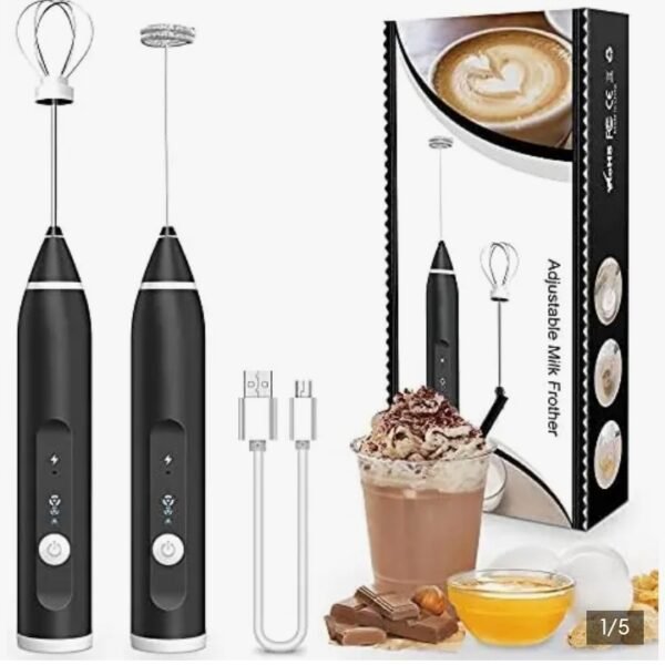 Coffee Beater 2 in 1 Rechargeable Electric Handheld Mixer | USB Milk Frother & Egg Beater | 3 Speed Cordless Coffee Whisk | Portable Latte Foamer for Cappuccino, Eggs, Drinks | USB Charging, Lightweight, Multi-Use Kitchen Tool