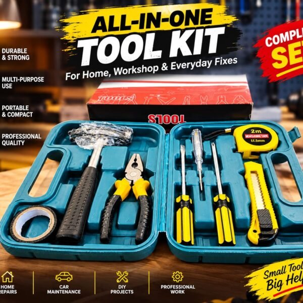 9 Piece Household Repair Tool Kit – Portable Hardware Toolbox for Home & Emergency Use